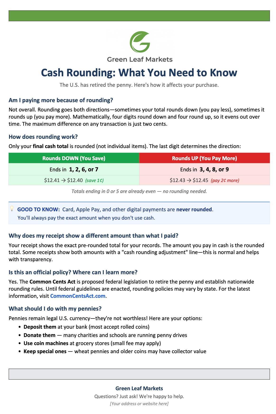 Customer FAQ Handout preview